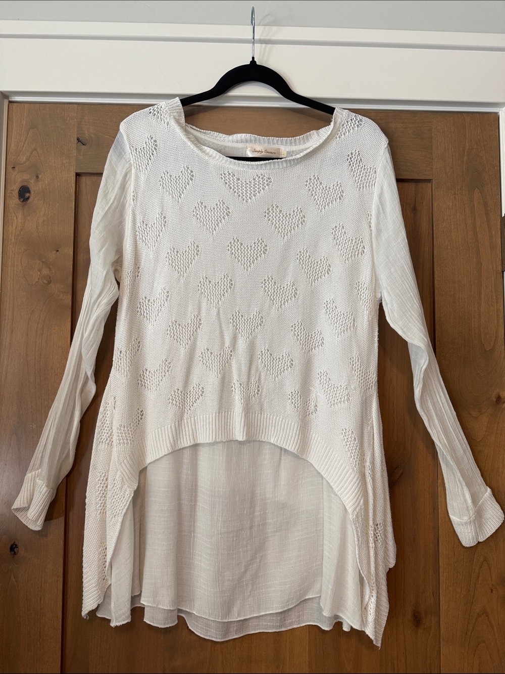 Simply Couture Layered Crinkle Tunic  sweater Womens L Hearts Lagenlook layering